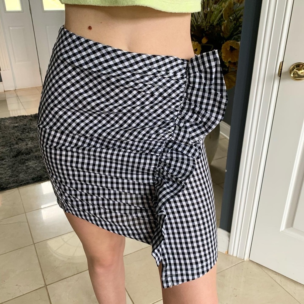Black and white checkered skirt